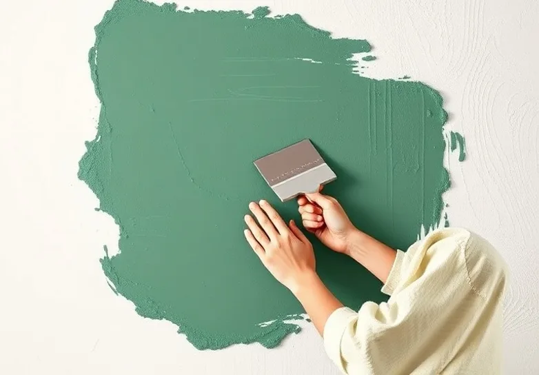 Application d'un enduit décoratif à la lisseuse sur un mur